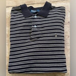 Polo RL Men’s Sz XL Brown/Tan‎ Pinstripe Mesh Knit Polo Shirt